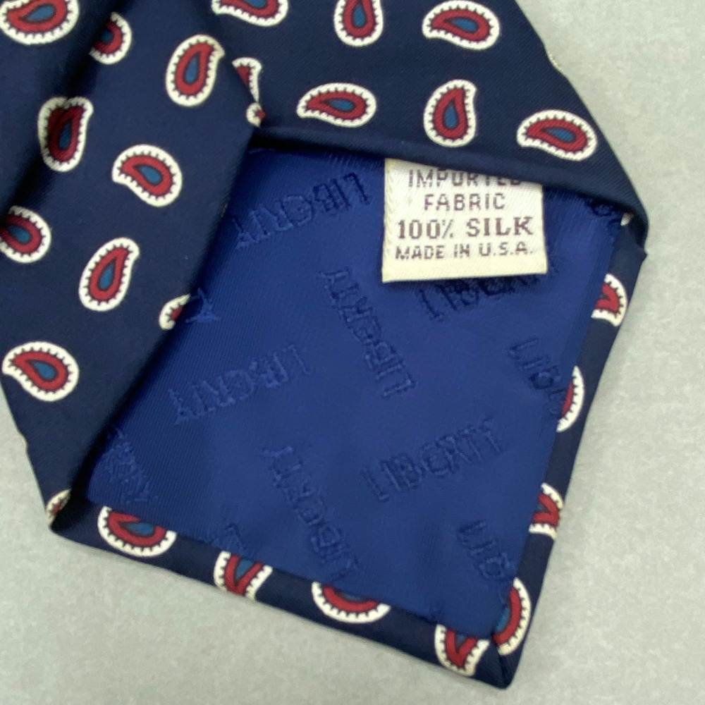 VTG Liberty of London Tie‎ Men Navy Paisley Silk Classic Foulard 59x3.5 - Picture 5 of 5